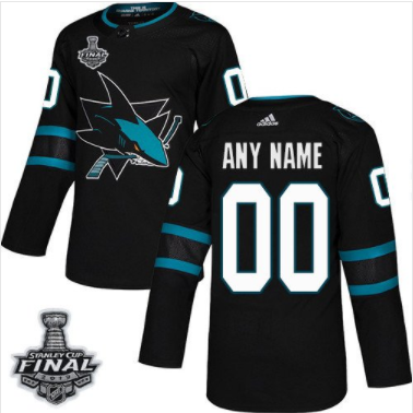 Sharks Benutzerdefinierte Schwarz 2019 Stanley Cup Final Stitched